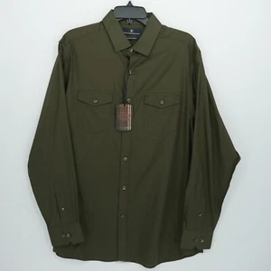 Hart Schaffner Marx Men's Long Sleeve Shirt L Olive Green 100% Cotton NWT $89.50 - Picture 1 of 11