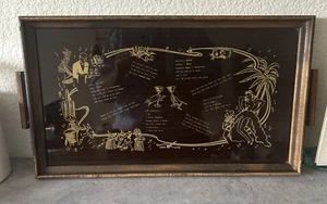 Vintage Serving Tray Wood Glass w/Handles Nightclub Party Drink Recipes 21"x11" - Picture 1 of 10