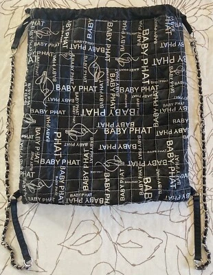 Mochila Baby Phat Monedero Cadena Plateada Cordón Blanco y Negro Foto 1 de 4