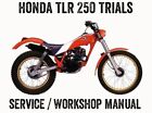 1983-1988 Honda TL250 TL 250 Reflex Trials Workshop Repair Service Manual CD PDF