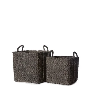 HIGH QUALITY Set of 2 Charcoal Lucas Square Basket - L 46 x 44 - S 42 x 40 cm - Picture 1 of 4