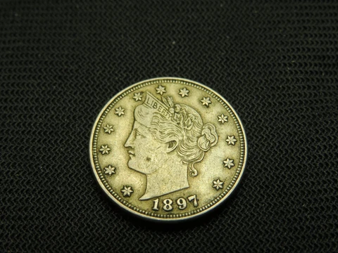 1897 Sharp Liberty V Nickel  Type old US coin XF Cover