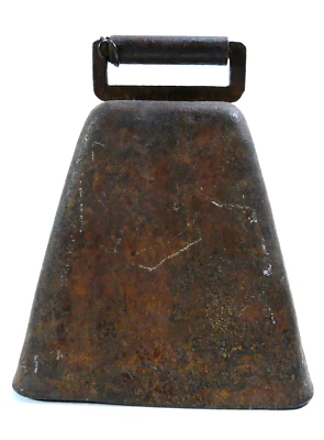 Vintage Cow Bell 3 1/2" Tall Rustic Primitive Barn Farmhouse Bell Metal Patina - Image 1 of 4