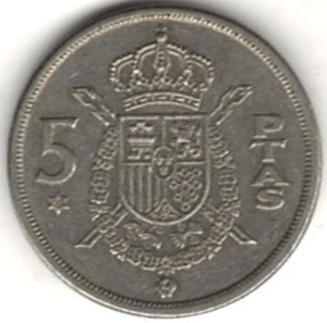 1978 SPAIN FIVE PESETA ~ JUAN CARLOS ~ YOU GRADE IT. stk 716 - Picture 1 of 4