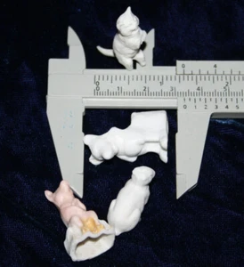 4 Animals Cat Dog Pig Antique Bisque frakment Decoration Collage Doll - Picture 1 of 5