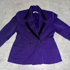 Vtg J.M.T Purple 100% Wool Button Blazer Women 36 Jacket (damage) - Picture 1 of 11