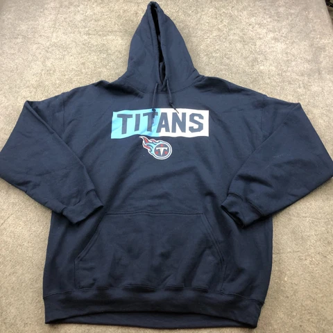 Tennessee Titans Hoodie Mens XL Blue Logo Sweatshirt Football Graphic Spell Out Cover