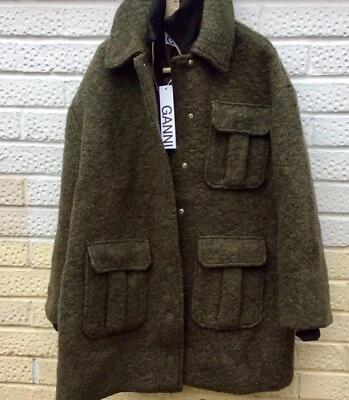 GANNI Wool Coat, Double Insulated Size 12 / 40EUR Green NEW - Image 1 of 4
