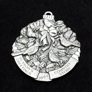 Pewter Silver Christmas Tree Ornament 4 Birds Decoration Seasons Greetings 2004 - Picture 1 of 5
