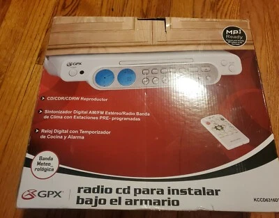 GPX UNDER CABINET CD PLAYER AMFM  RADIO MP3 READY KCCD6316DT - Image 1 of 4