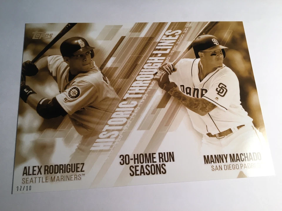 2019 Topps Historic Through Lines 5x7 Alex Rodriguez Manny Machado HTL14 03/10 - Image 1 of 1
