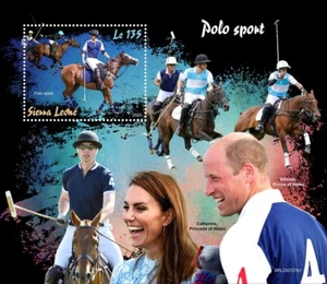 Polo Sport Horses Prince William Catherine MNH Stamps 2023 Sierra Leone S/S - Picture 1 of 1