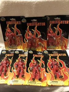 Lot Of 7 Red Fireman Poseable Firefighter Figure 3.75” Tall. New In Package. - Picture 1 of 5