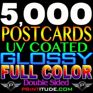 5000 CUSTOMIZED 4x6 POSTCARDS Full Color 6X4 GLOSSY 2 SIDED 4"x6" - Picture 1 of 2