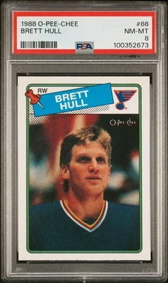 1988-89 O-Pee-Chee Rookie Brett Hull PSA 8 HOF #66 - Image 1 of 2