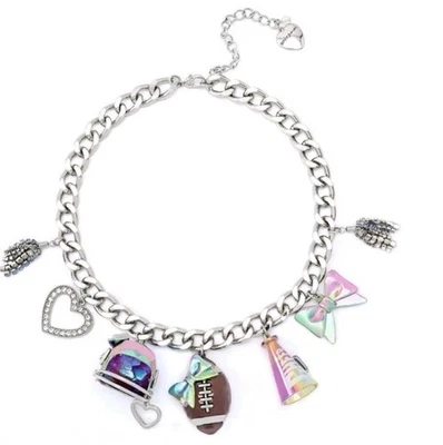 BETSEY JOHNSON “CHEERLEADING FOOTBALL” Dije Iridiscente Declaración Collar ¡NUEVO CON ETIQUETAS! Foto 1 de 3