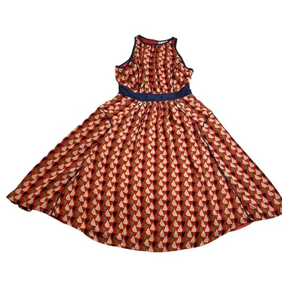 Vestido eShakti Sin Mangas Abstracto Retro Vaina Ajuste y Acampanado Hasta la Rodilla Talla S Foto 1 de 4