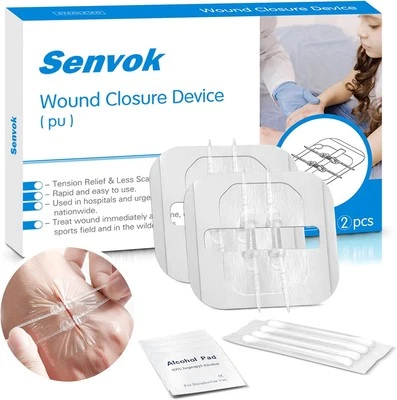 Senvok Butterfly Bandaids for Wound Closure, 2 Pcs Zip Stitch 2-Straps 2 PCS  - Image 1 of 4