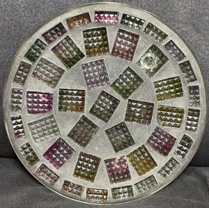 "Trivet con patas de mosaico MCM de colección multicolor púrpura rosa verde azulejos 5,5""" - Imagen 1 de 2