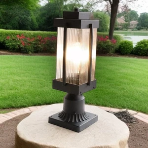 MONKFISH Outdoor Post Light Garden Driveway Path Patio Lamp E26 - Picture 1 of 10
