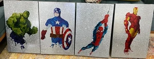 4 Marvel Superhelden Drucke auf verzinkten Metallplatten, 15,5" x 23,5" x2" - Bild 1 von 6