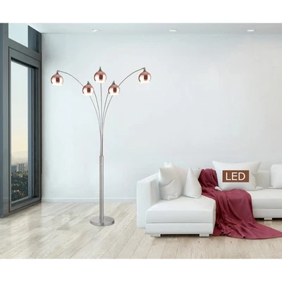 Artiva AMORE 86" Rose Copper/Steel Arch LED FLamp Dimmer Copper - Image 1 of 4
