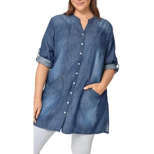 ELLOS Tunika indigoblau mit Druckknopfleiste Gr. M. Nie getragen, moderne schwedische Mode.  - Bild 1 von 14