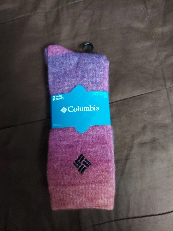 Columbia 2-pk Calcetines de Control de Humedad, Rayas Azul Marino, Zapato Talla 4-10 NUEVO Foto 1 de 1