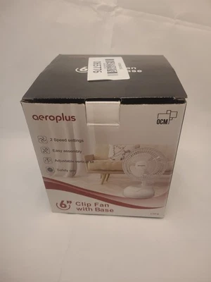 Aeroplus 6 Inch Clip & Base 2 Speed Fan White New  - Image 1 of 4