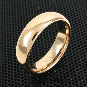 4 mm oder 6 mm Wolfram Ring poliert rosevergoldet gewölbt Ehering Schmuck - Bild 1 von 15