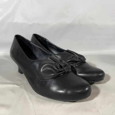 Lo último Donna Cuero Negro Estilo Retro Años 40 50 Zapatos de Corte Arco Sin Cordones Talla 9.5 Foto 1 de 4