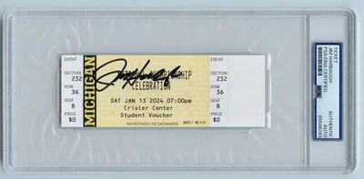 Jim Harbaugh Signed Michigan National Championship Celebration Ticket Psa/Dna - Image 1 of 2