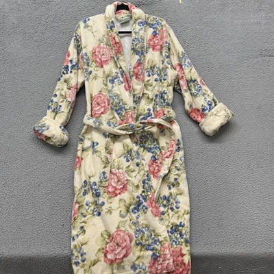 TJ Lawson Bata Mujer L Marfil Floral Terry Cinturón Retro Inglés Campo Foto 1 de 4