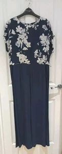 Laura Ashley Navy Floral Viscose Jumpsuit Size 14 Pockets Zip - Picture 1 of 14