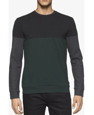 全新 CALVIN KLEIN 彩色方格衬衫 黑色 绿色 棉混纺 运动衫 — 第 1/2 张图片