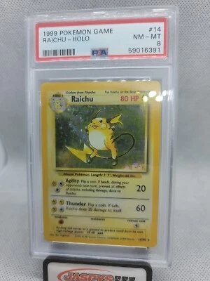 RAICHU 1999 Pokemon TCG Base Set  Holo Unlimited PSA 8 NM MINT # 14/102 - Image 1 of 2