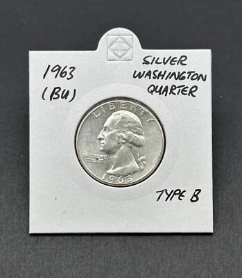 American silver quarter 1963 25C Washington (BU) Brilliant Uncirculated - Image 1 of 2