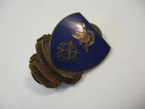 Vintage c1940s Blue Enamel Brass Emblem Badge Pin Courage Loyalty Honor - Picture 1 of 6