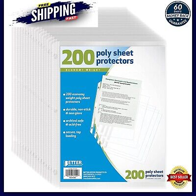 200 Pcs Sheet Protectors 11 X8.5  Clear Page 3 Ring Binder Plastic Sleeves NEW • 17.90$