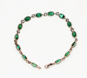 Natural Emerald Bracelet 14K Solid White Gold Tennis Bracelet Jewelry 7.98tcw - Picture 1 of 9