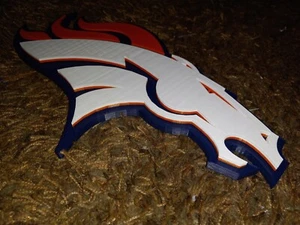 Denver Broncos 12 Inch Diameter NFL Football 3D Logo's 3D Printed Sign - Picture 1 of 4