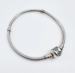 PANDORA ALE 925 Sterling Silver Snake Charm Double Station Bracelet, 7.5" - Picture 1 of 11