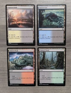 MTG Magic Set of 4 Tainted Dual Lands Black Untapped Commander - Picture 1 of 1
