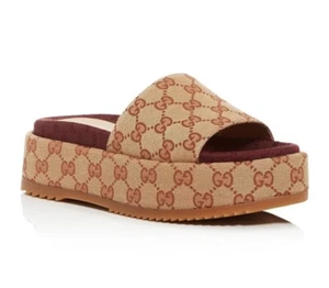 GUCCI Mujer Angelina GG Supreme Plataforma Sandalias Deslizables EU 42, US 12 $750 - Imagen 1 de 10