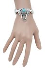 Women Silver Metal Chain Wrist Bracelet Fashion Jewelry Safari Elephant Blue