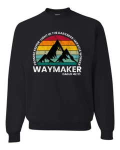 Waymaker Miracle Worker Promise Keeper Inspirational Faith Crewneck Sweatshirt - Picture 1 of 19