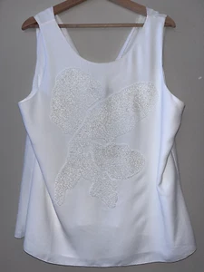 White House Black Market Beaded Sleeveless Drape Back Blouse Shirt Size Large - Picture 1 of 7