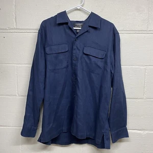 Woodward Marshall Fields Linen Men’s Button Up Shirt Blue Size Medium - Picture 1 of 4