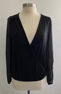 Gypsy 05 Black Long Sleeve Bamboo and Silk Surplice Top sz Small New NWT - Picture 1 of 5