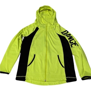 Justice Girls Size 8/10 Neon Yellow / Black Dance Jacket, Zip Closure, - Picture 1 of 6